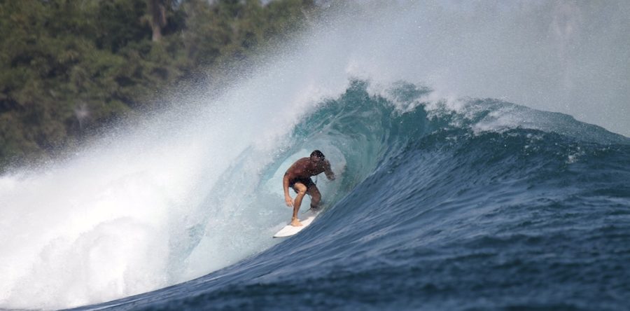 Surfing at G-Land in Java